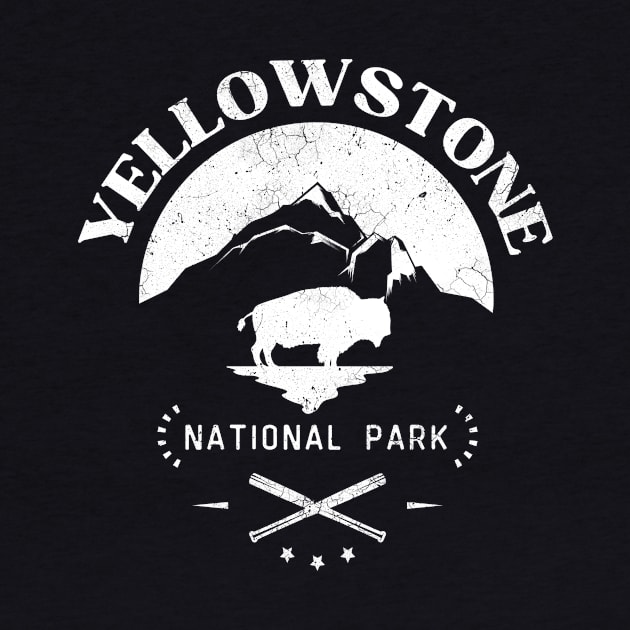 Yellowstone National Park Vintage Bison Hiking by Foxxy Merch